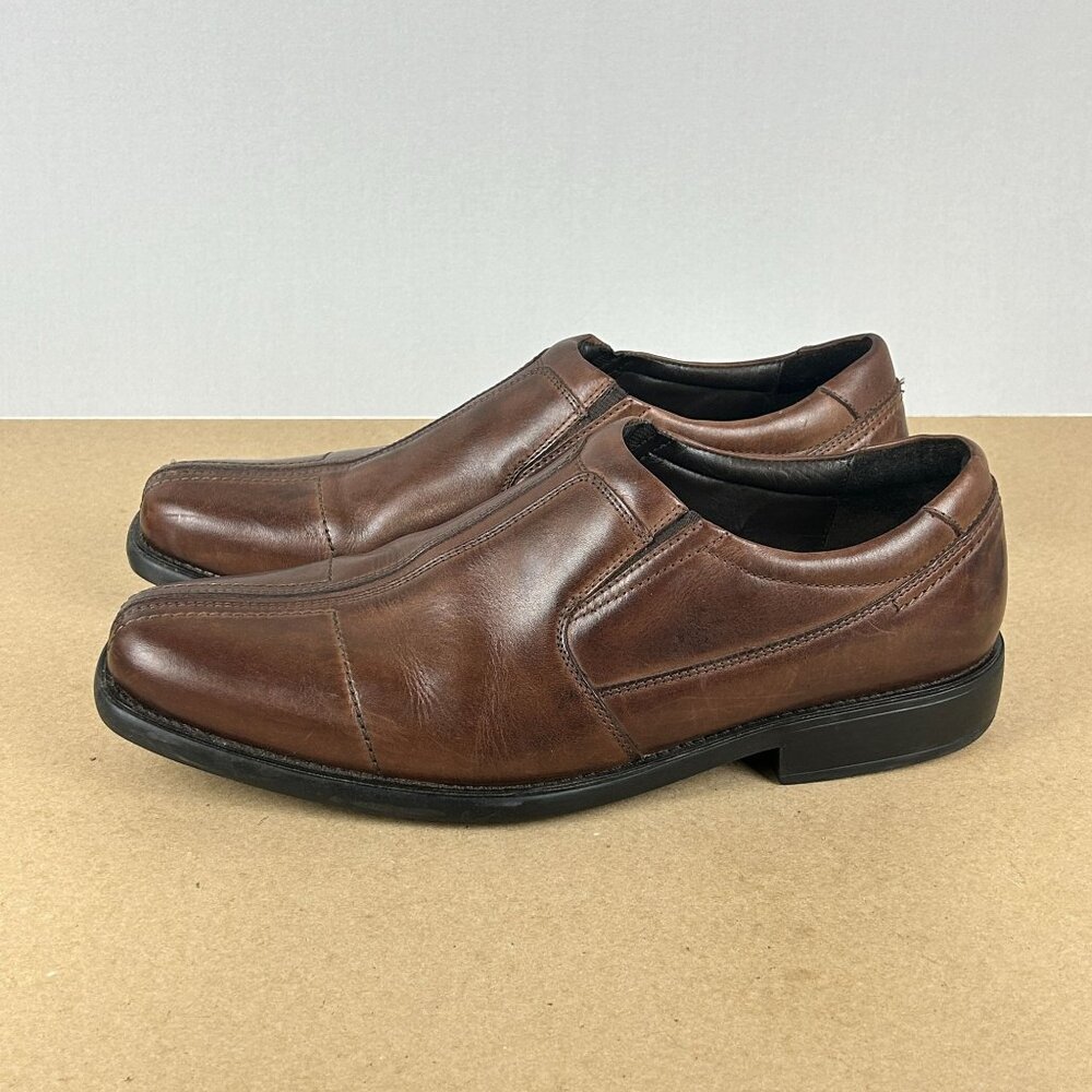 Johnston & Murphy Leather Sheepskin Loafers Mens 12 Brown Slip On Dress Casual